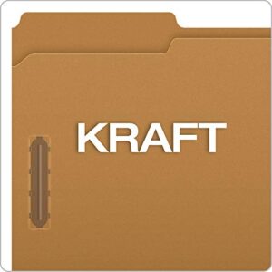 Pendaflex Fastener Folders, 2 Fasteners, Letter Size, Kraft, 1/3 Cut Tabs, in Left, Right, Center Positions, 50 Per Box (FK212),Brown