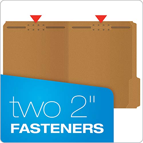 Pendaflex Fastener Folders, 2 Fasteners, Letter Size, Kraft, 1/3 Cut Tabs, in Left, Right, Center Positions, 50 Per Box (FK212),Brown