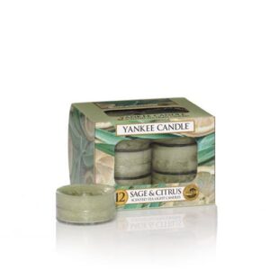 yankee candle sage & citrus tea light candles, fresh scent