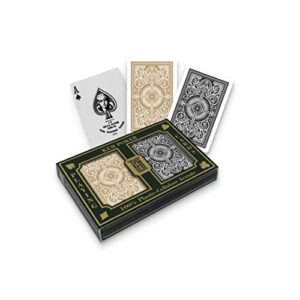 kem arrow black and gold, bridge size- standard index playing cards (pack of 2), arrow black/gold