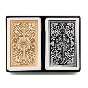 KEM Arrow Black and Gold, Bridge Size- Standard Index Playing Cards (Pack of 2), Arrow Black/Gold