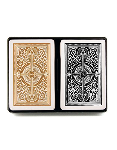 KEM Arrow Black and Gold, Bridge Size- Standard Index Playing Cards (Pack of 2), Arrow Black/Gold