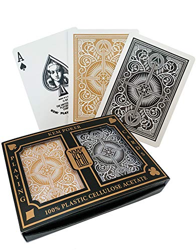 KEM Arrow Black and Gold, Poker Size- Standard Index Playing Cards (Pack of 2) - 1017399
