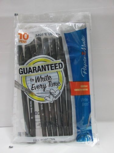 Paper Mate Write Bros Ballpoint Pens, Medium Point (1.0mm), Black, 10 Count