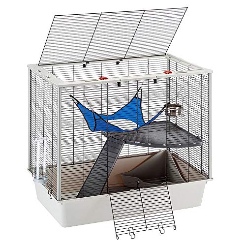 Ferplast Comfortable Ferret and mice cage FURAT, Two-Storey Structure with Accessories Included, Reinforced Corner, Red, 78 x 48 x h 70 cm