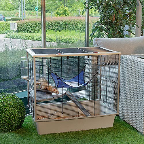 Ferplast Comfortable Ferret and mice cage FURAT, Two-Storey Structure with Accessories Included, Reinforced Corner, Red, 78 x 48 x h 70 cm