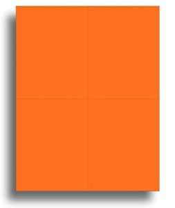 blank colored 4-up postcard paper by desktop publishing supplies - 25 sheets / 100 postcards pack - printable with laser or inkjet printer - plain matte cardstock (bright orange)