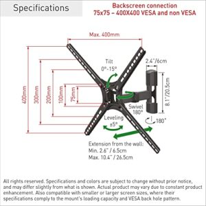 Barkan TV Wall Mount, 29-65 inch Full Motion Articulating - 3 Movement Flat/Curved Screen Bracket, Holds up to 88 lbs, Patented, Fits LED OLED LCD