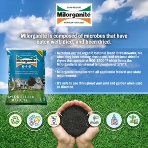 Milorganite All-Purpose Eco-Friendly Slow-Release Salt-Free Nitrogen 6-4-0 Fertilizer Plant Food, Covers 2,500 Sq. Ft, for Flowers, Gardens, and Lawns, 32 Pound Bag