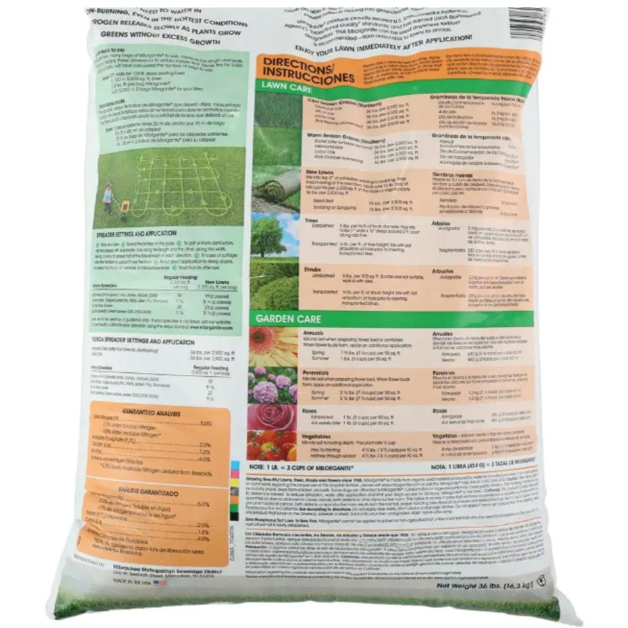 Milorganite All-Purpose Eco-Friendly Slow-Release Salt-Free Nitrogen 6-4-0 Fertilizer Plant Food, Covers 2,500 Sq. Ft, for Flowers, Gardens, and Lawns, 32 Pound Bag