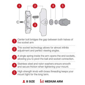 RAM Mounts RAM-B-201U Double Socket Arm (Medium) Compatible with RAM B Size 1" Ball Components