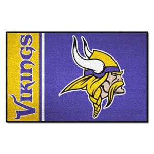 fanmats 8248 minnesota vikings starter mat accent rug - 19in. x 30in. | sports fan home decor rug and tailgating mat uniform design