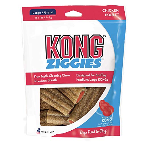 KONG - Ziggies - Teeth Cleaning Dog Treats for KONG Classic Rubber Toys - Chicken Flavor for Large Dogs (8 Ounce)