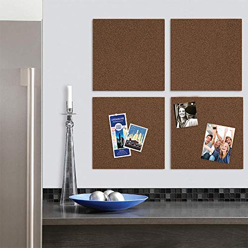 Quartet Cork Board Bulletin Board Tiles, 12" x 12", Corkboard, Mini Wall Bulletin Boards, Decorative Pin Boards for Home Office Decor, Home School Message Board, Modular, Dark Brown, 4 Pack (15050Q)