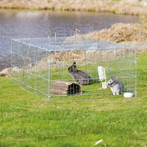 TRIXIE Enclosed Outdoor Run- 34 cu. ft., Galvanized Metal Cage, Portable Pen for Rabbits or Guinea Pigs