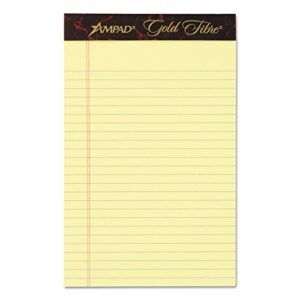 ampad 20004 gold fibre writing pads, college/medium, 5 x 8, canary, 50 sheets (case of 12 pads)