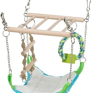 TRIXIE Small Animal Suspension Bridge with Hammock, Rope Ladder, and Ring, Cage Accessory for Ferrets, Rats