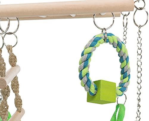 TRIXIE Small Animal Suspension Bridge with Hammock, Rope Ladder, and Ring, Cage Accessory for Ferrets, Rats