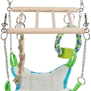 TRIXIE Small Animal Suspension Bridge with Hammock, Rope Ladder, and Ring, Cage Accessory for Ferrets, Rats