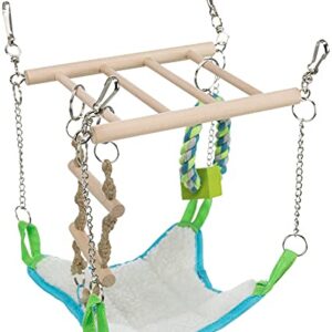 TRIXIE Small Animal Suspension Bridge with Hammock, Rope Ladder, and Ring, Cage Accessory for Ferrets, Rats