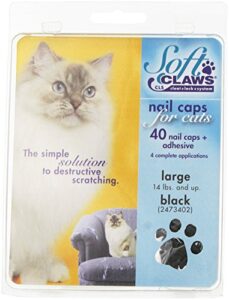 feline soft claws cat nail caps take-home kit, large, black