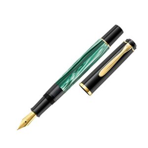 pelikan souverän m200 fountain pen, medium nib, green marble, 1 each (994103)