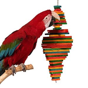 zoo-max cocotte wooden bird toy | medium hanging hardwood activity toy | (22" x 6")