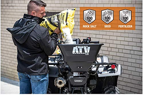 Buyers Products ATVS100 ATV All-Purpose Broadcast Spreader 100 lbs. Capacity with Rain Cover , Black