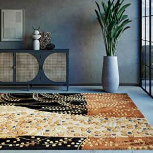 Momeni Rugs New Wave Collection, 100% Wool Hand Carved & Tufted Contemporary Area Rug, 3'6" x 5'6", Black