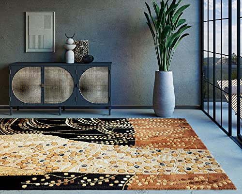 Momeni Rugs New Wave Collection, 100% Wool Hand Carved & Tufted Contemporary Area Rug, 3'6" x 5'6", Black