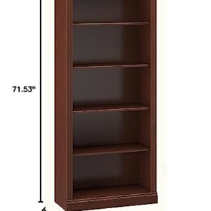 Bush Furniture Saratoga 5-Shelf Large Open Bookcase with 5 Shelves | Sturdy Display Library, Bedroom, Living Room, Office | Tall Accent Cabinet, 30W x 13D x 72H, Harvest Cherry