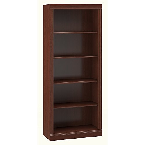 Bush Furniture Saratoga 5-Shelf Large Open Bookcase with 5 Shelves | Sturdy Display Library, Bedroom, Living Room, Office | Tall Accent Cabinet, 30W x 13D x 72H, Harvest Cherry