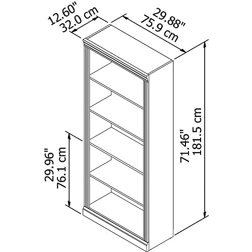 Bush Furniture Saratoga 5-Shelf Large Open Bookcase with 5 Shelves | Sturdy Display Library, Bedroom, Living Room, Office | Tall Accent Cabinet, 30W x 13D x 72H, Harvest Cherry