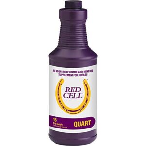horse health red cell, liquid vitamin-iron-mineral supplement for horses, helps fill important nutritional gaps in horse's diet, 1 qt., 32 oz., 16-day supply