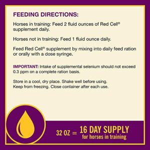 Horse Health Red Cell, Liquid Vitamin-Iron-Mineral Supplement for Horses, Helps Fill Important Nutritional Gaps in Horse's Diet, 1 Qt., 32 Oz., 16-Day Supply