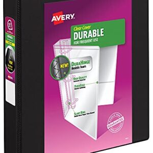 Avery Durable View 3 Ring Binder, 1-1/2 Inch Slant Rings, 1 Black Binder (17021)