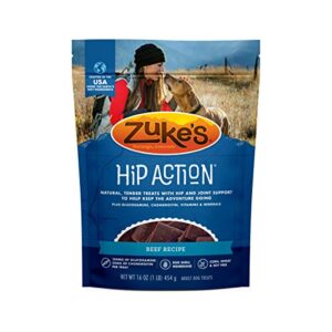 zuke's hip action hip & joint natural dog treats crafted in the usa, beef, 1 pounds