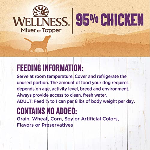 Wellness 95% Chicken Natural Wet Grain Free Canned Dog Food, 13.2-Ounce Can (Pack of 12)