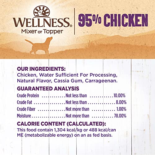 Wellness 95% Chicken Natural Wet Grain Free Canned Dog Food, 13.2-Ounce Can (Pack of 12)