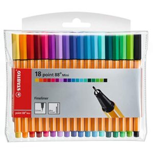 stabilo fineliner point 88 mini - wallet of 18 - assorted colors