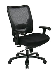 space seating 75 series air grid big and tall deluxe ergonomic office chair with thick padded seat and 400 lb. limit, black