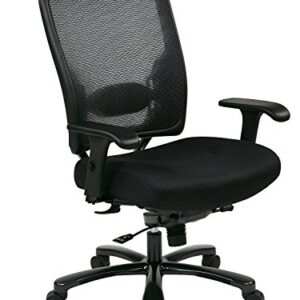 Space Seating 75 Series Air Grid Big and Tall Deluxe Ergonomic Office Chair with Thick Padded Seat and 400 lb. Limit, Black