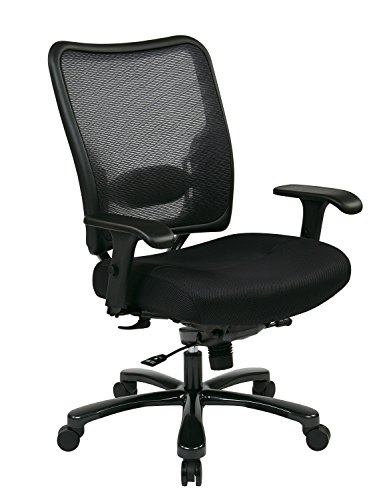 Space Seating 75 Series Air Grid Big and Tall Deluxe Ergonomic Office Chair with Thick Padded Seat and 400 lb. Limit, Black