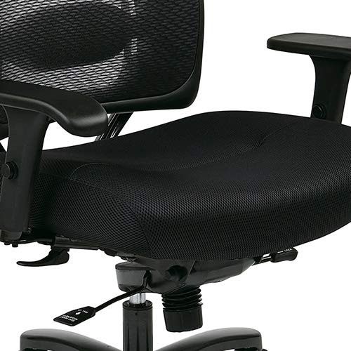 Space Seating 75 Series Air Grid Big and Tall Deluxe Ergonomic Office Chair with Thick Padded Seat and 400 lb. Limit, Black