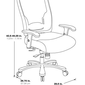 Space Seating 75 Series Air Grid Big and Tall Deluxe Ergonomic Office Chair with Thick Padded Seat and 400 lb. Limit, Black