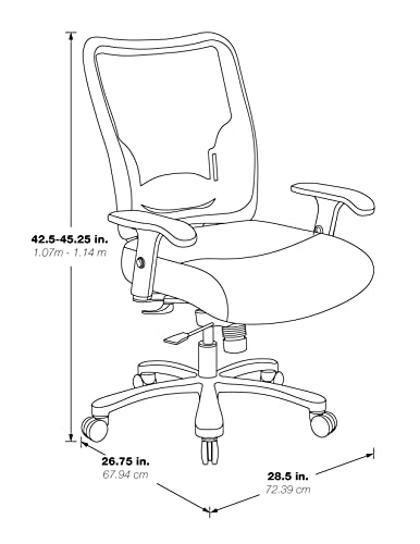 Space Seating 75 Series Air Grid Big and Tall Deluxe Ergonomic Office Chair with Thick Padded Seat and 400 lb. Limit, Black