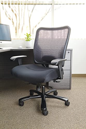 Space Seating 75 Series Air Grid Big and Tall Deluxe Ergonomic Office Chair with Thick Padded Seat and 400 lb. Limit, Black