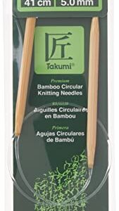 Clover 8 Takumi Circular 16" Size Bamboo Knitting Needle, Brown, Clear