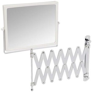 jerdon 8.3-inch x 6.5-inch two-sided swivel wall mount mirror - vanity mirror with 5x magnification & 30 inch wall extension - white base with chrome finish handle - model j2020c