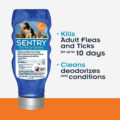 SENTRY Flea and Tick Shampoo for Dogs, Rid Your Dog of Fleas, and Ticks Tropical Breeze, 18 Fl Oz (Pack of 1)